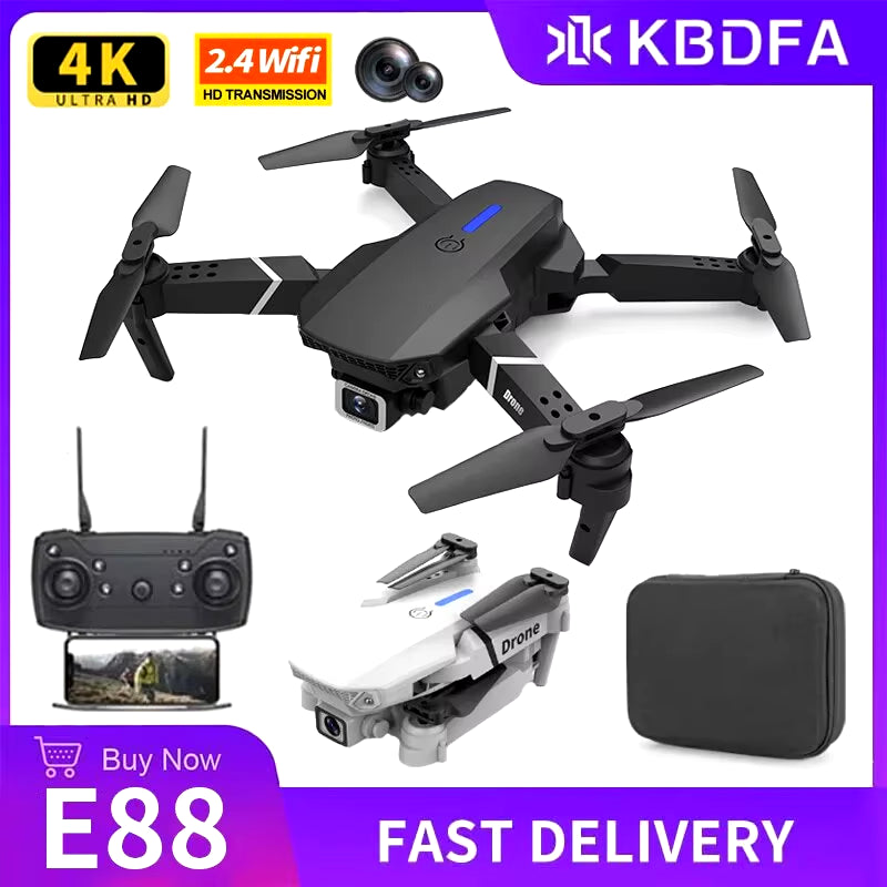 KDBFA 2024 New E88 Pro WIFI FPV Drone Wide Angle HD 4K 1080P Camera Height Hold RC Foldable Quadcopter Dron Helicopter Toys Gift