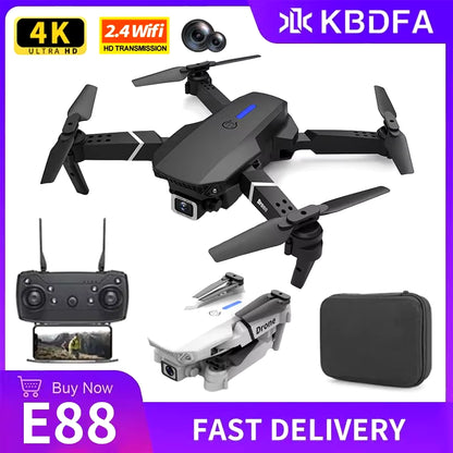 KDBFA 2024 New E88 Pro WIFI FPV Drone Wide Angle HD 4K 1080P Camera Height Hold RC Foldable Quadcopter Dron Helicopter Toys Gift